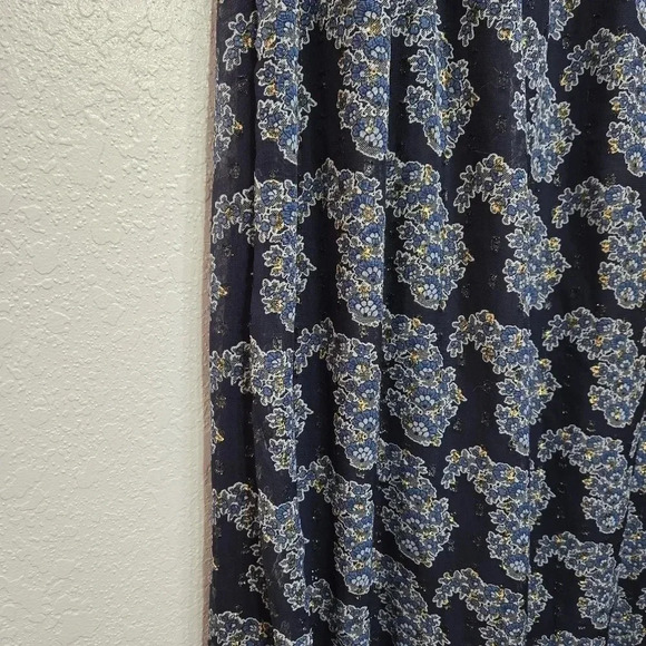 Taylor 6 Floral Chiffon Off Shoulder 3/4 Sleeve Long Maxi Dress Blue Gold Small - Picture 7 of 10